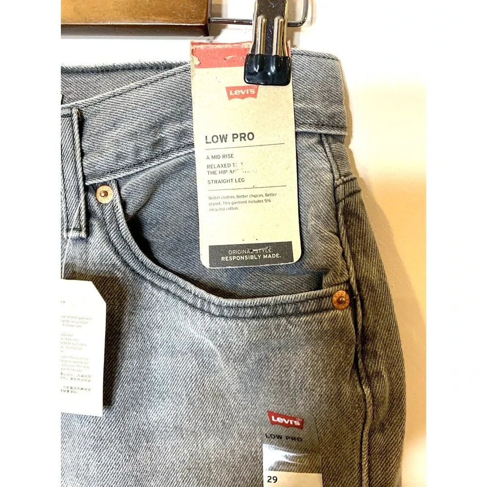 NEW Levis Jeans Womens 29 Gray Lo Pro Straight Leg Mid Rise 100% Cotton Splatter